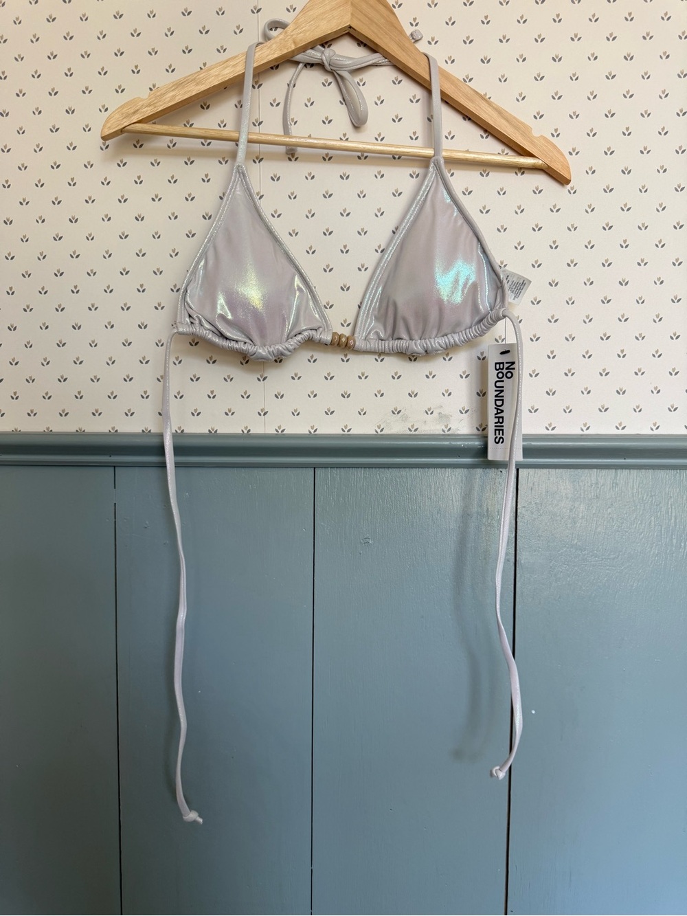 Iridescent Pearl Triangle Bikini Top